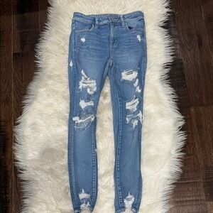 American Eagle Outfitters Blue Distressed Skinny Jeans